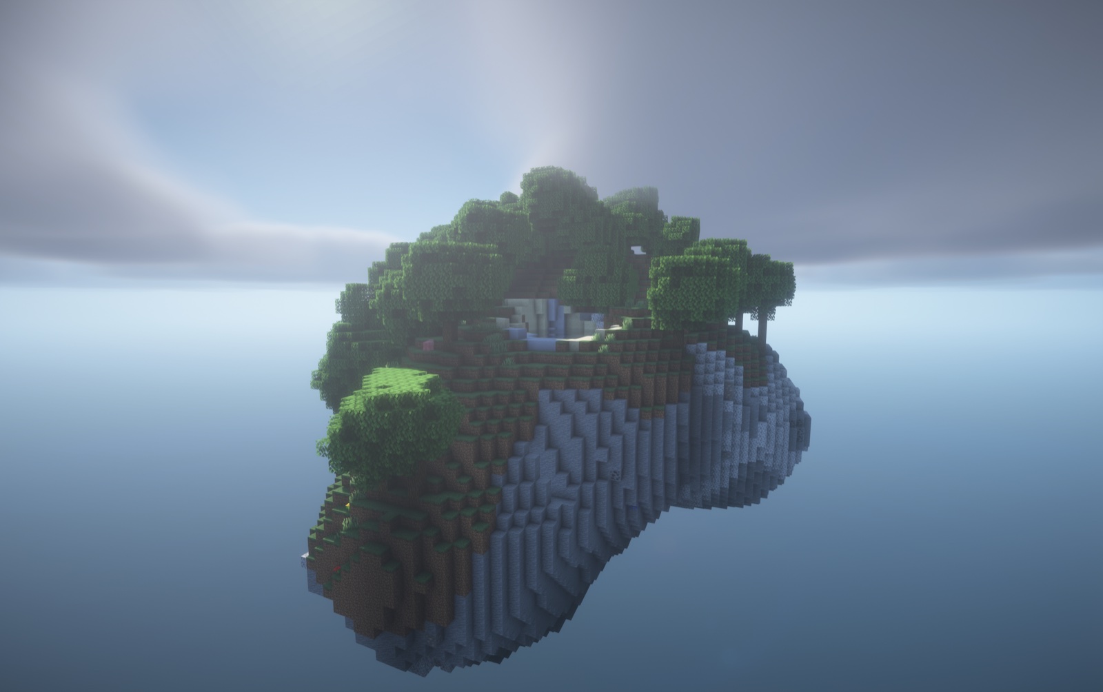 A Skyblock island above the clouds